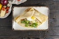 ÃÂ¡repe with salad and egg. Royalty Free Stock Photo